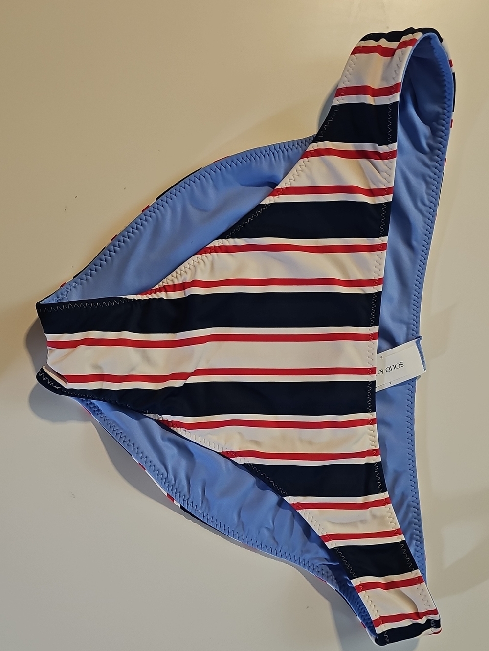 Solid & Striped Women's L Reversible Medium Coverage Red/Wht/Blu Bikini Bottom